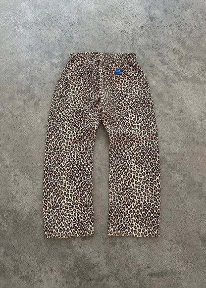 Unisex Vintage Leopard Print Hoodie Zipper with Pants