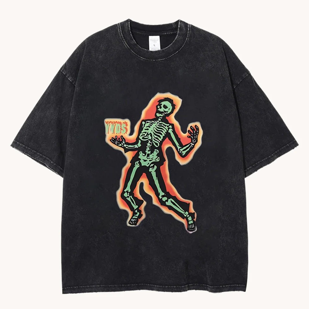 Unisex Skeleton Vintage Washed T-Shirt